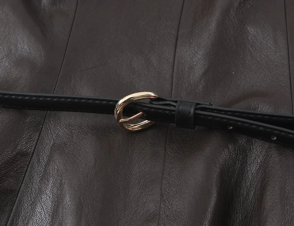 Leather Skirt Set with  Belt