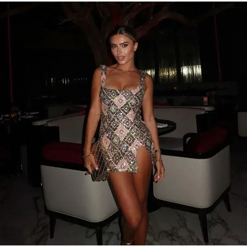 Sexy Sequined  Short Dress