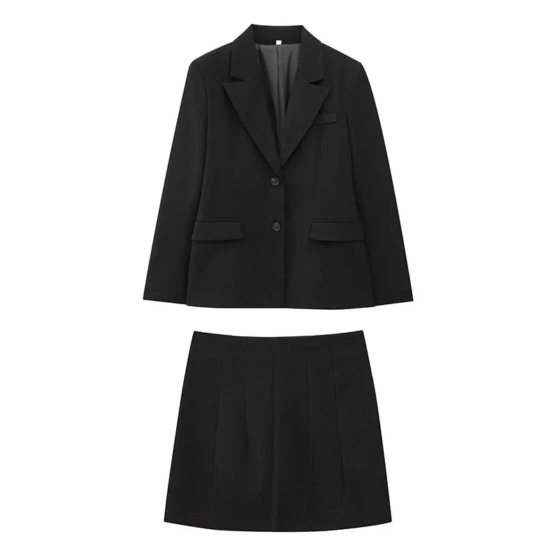 Deep Mocha Tailored Blazer Pants and Skirt Set