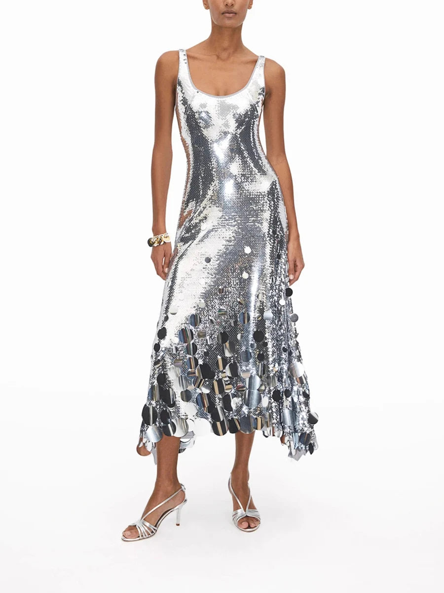 Calanthe Silver Sequins  Dress