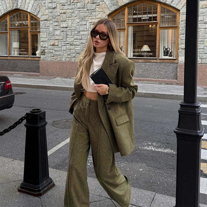 Woolen Blazer Pants Suit