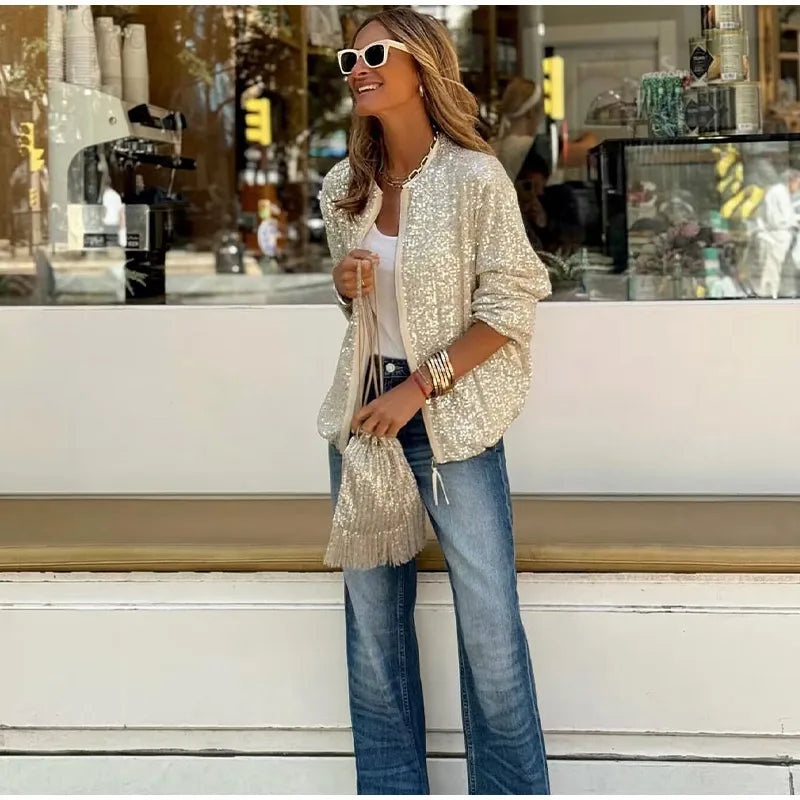 Sequin Zipper Jacket
