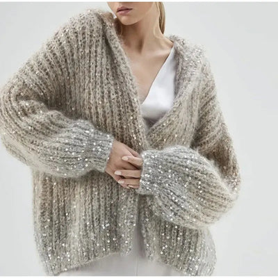 SERSI Sequin Zippered Sweater