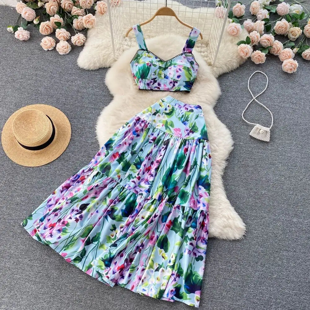 Summer Flower Skirt Set