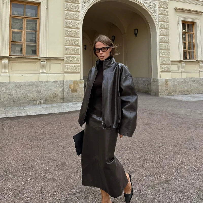 Leather Skirts Jackets Suit