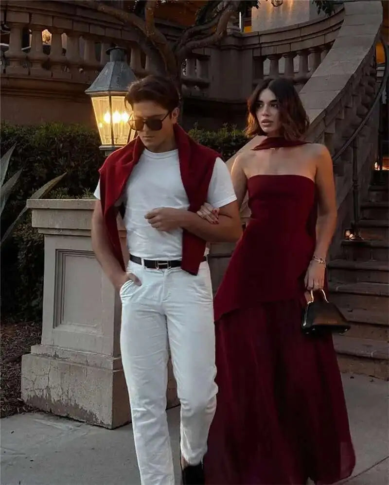 Miss Diva Backless Maxi Dress with Scarf