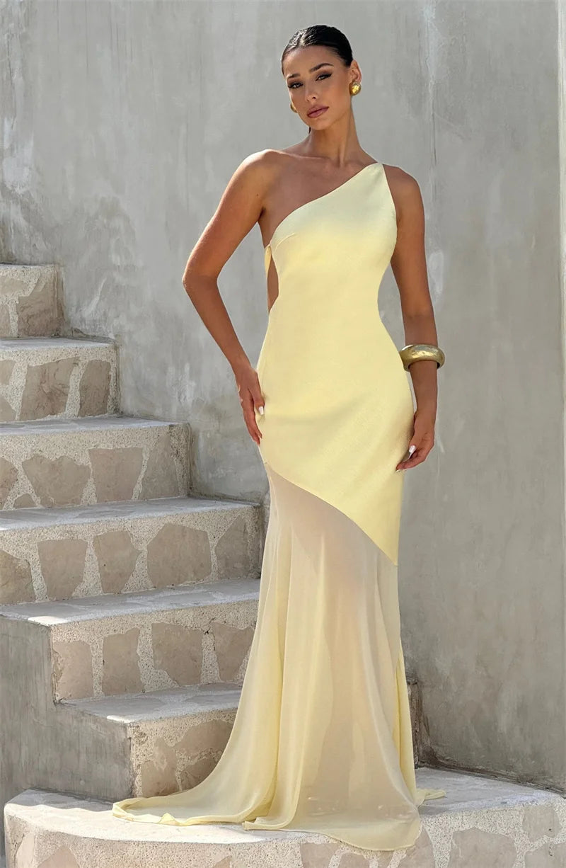 Kimberly One Shoulder Backless  Maxi Dress