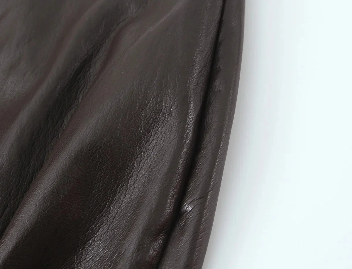 Leather Skirt Set with  Belt