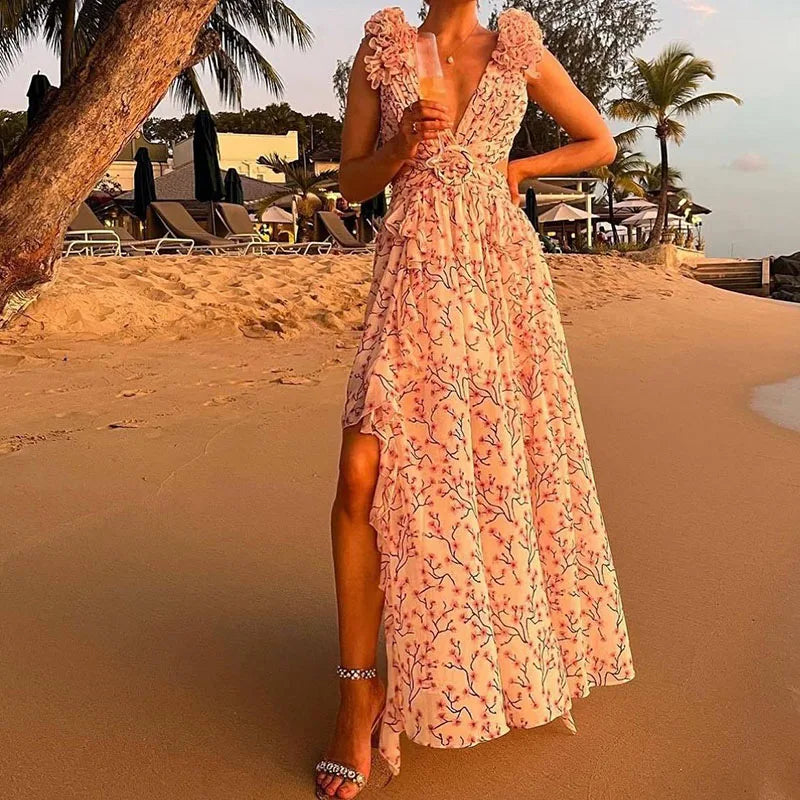 Barbara Ruffle Floral Printed  Dress