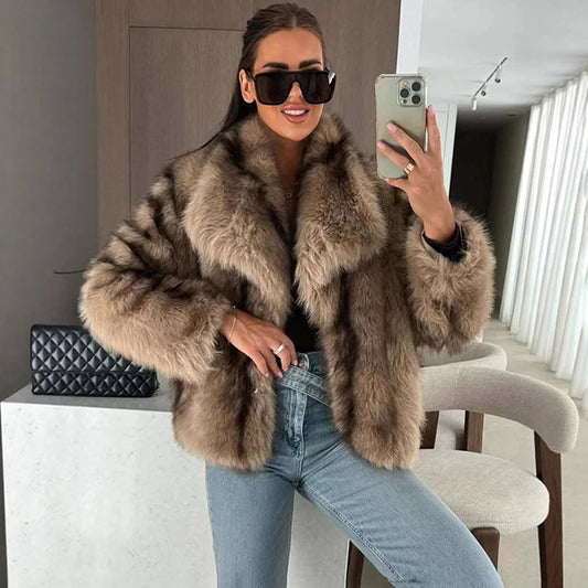 Gradient Faux Fur Coat