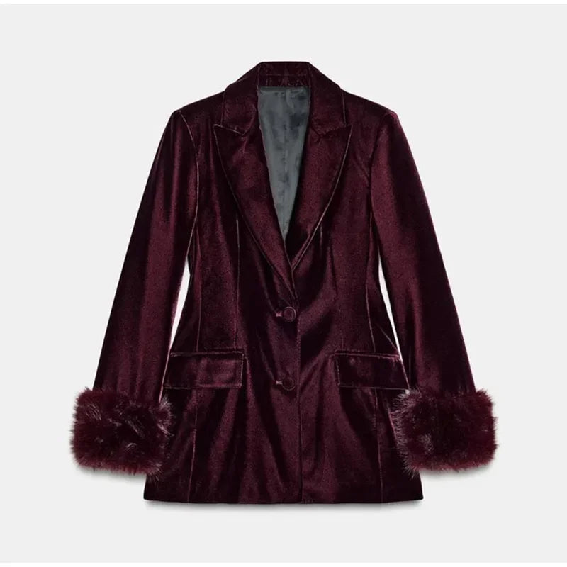 Velvet Blazer Pants Set