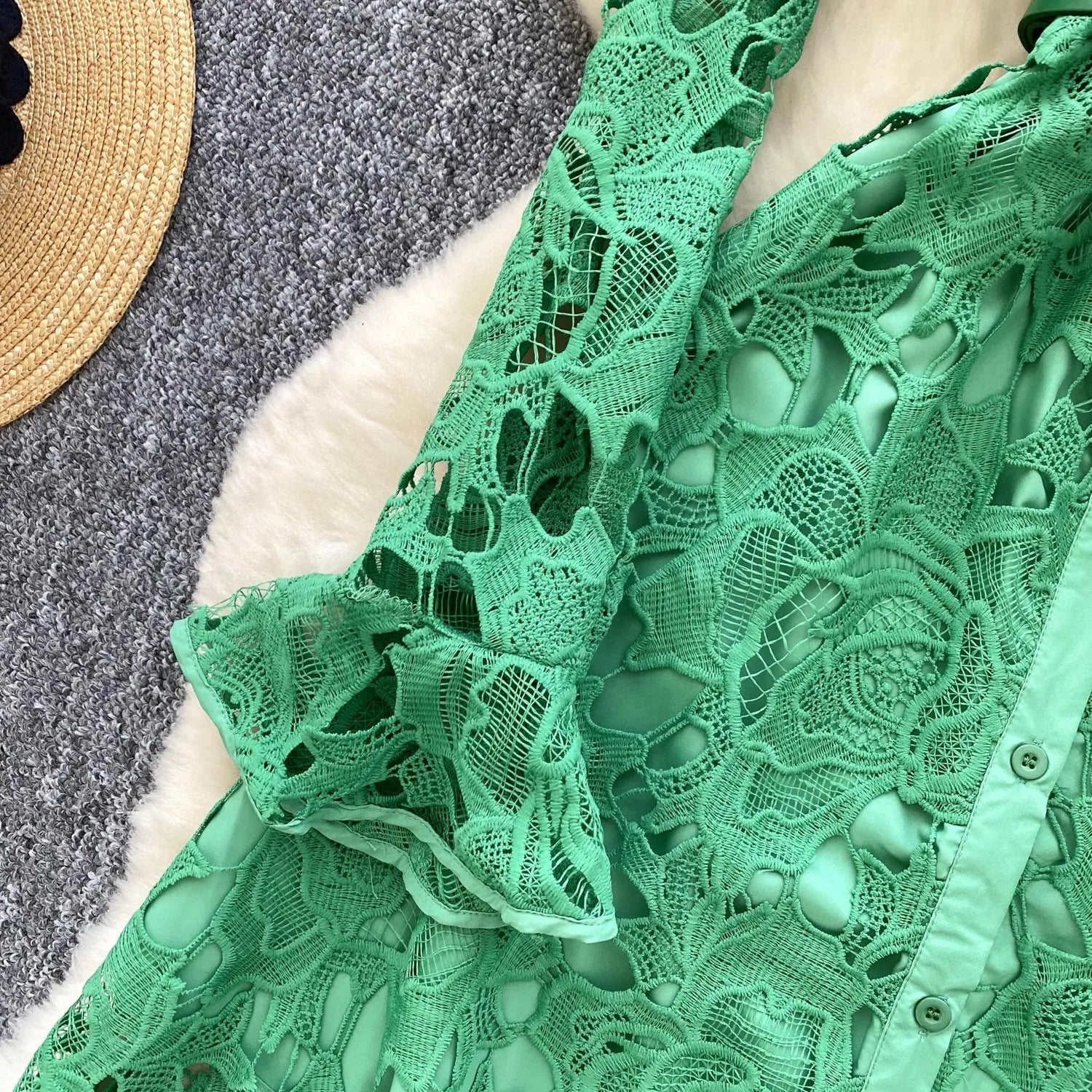 Caitline Flare Sleeve Stand Collar Maxi Dress