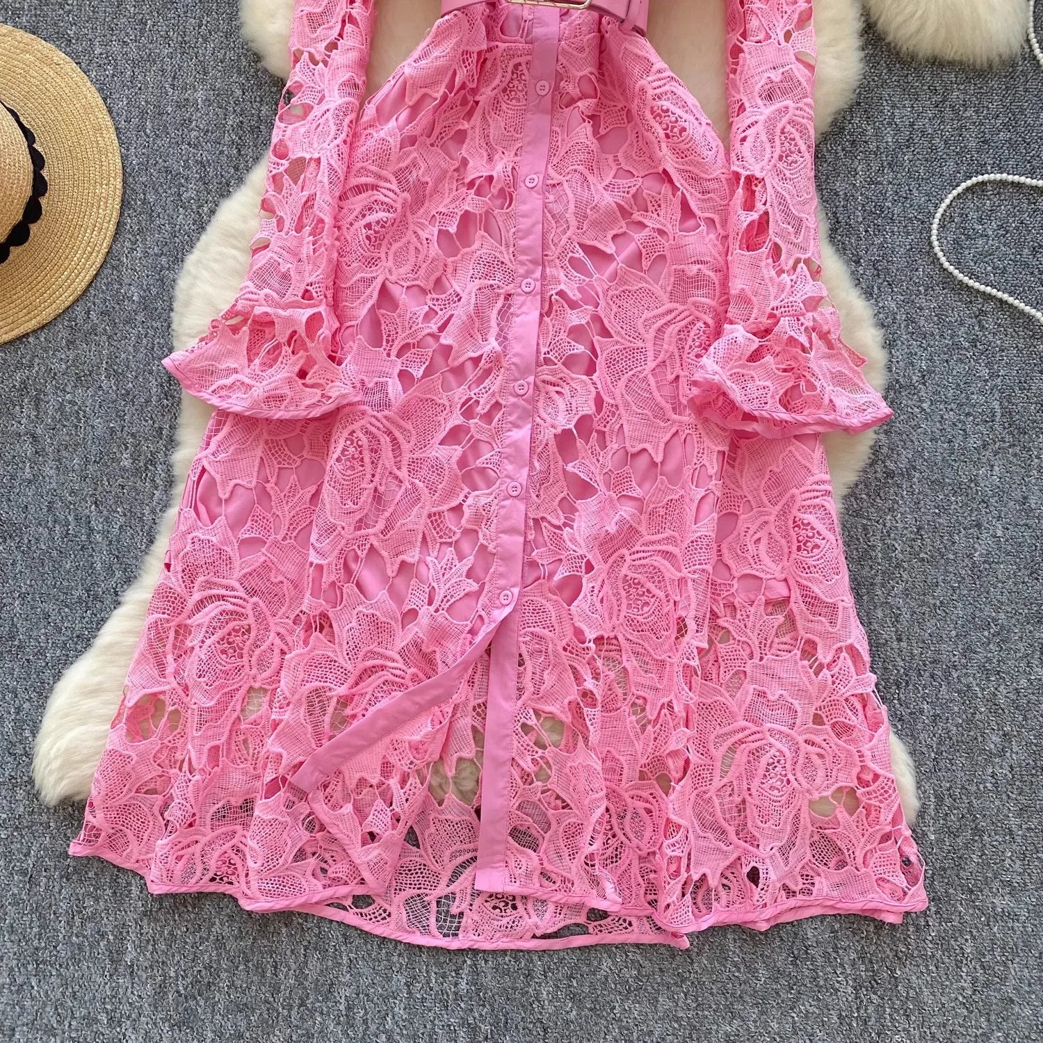 Caitline Flare Sleeve Stand Collar Maxi Dress