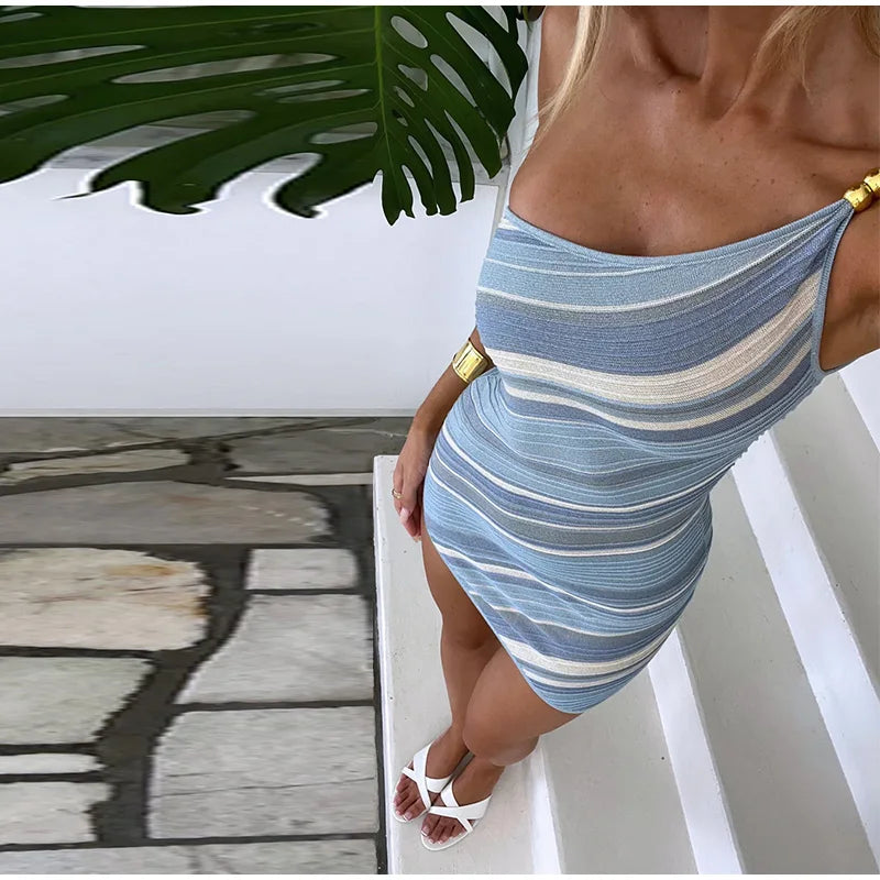 Sexy Rainbow Striped Short Dress