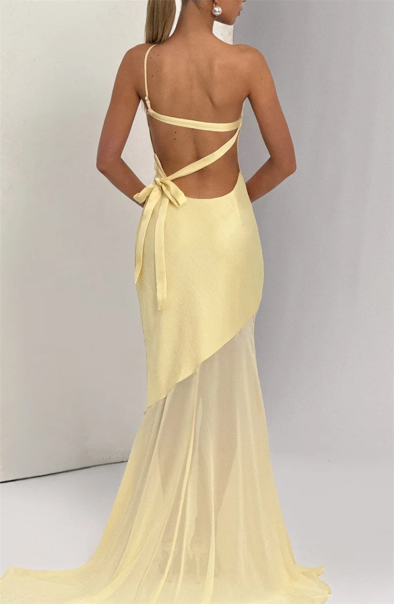Kimberly One Shoulder Backless  Maxi Dress