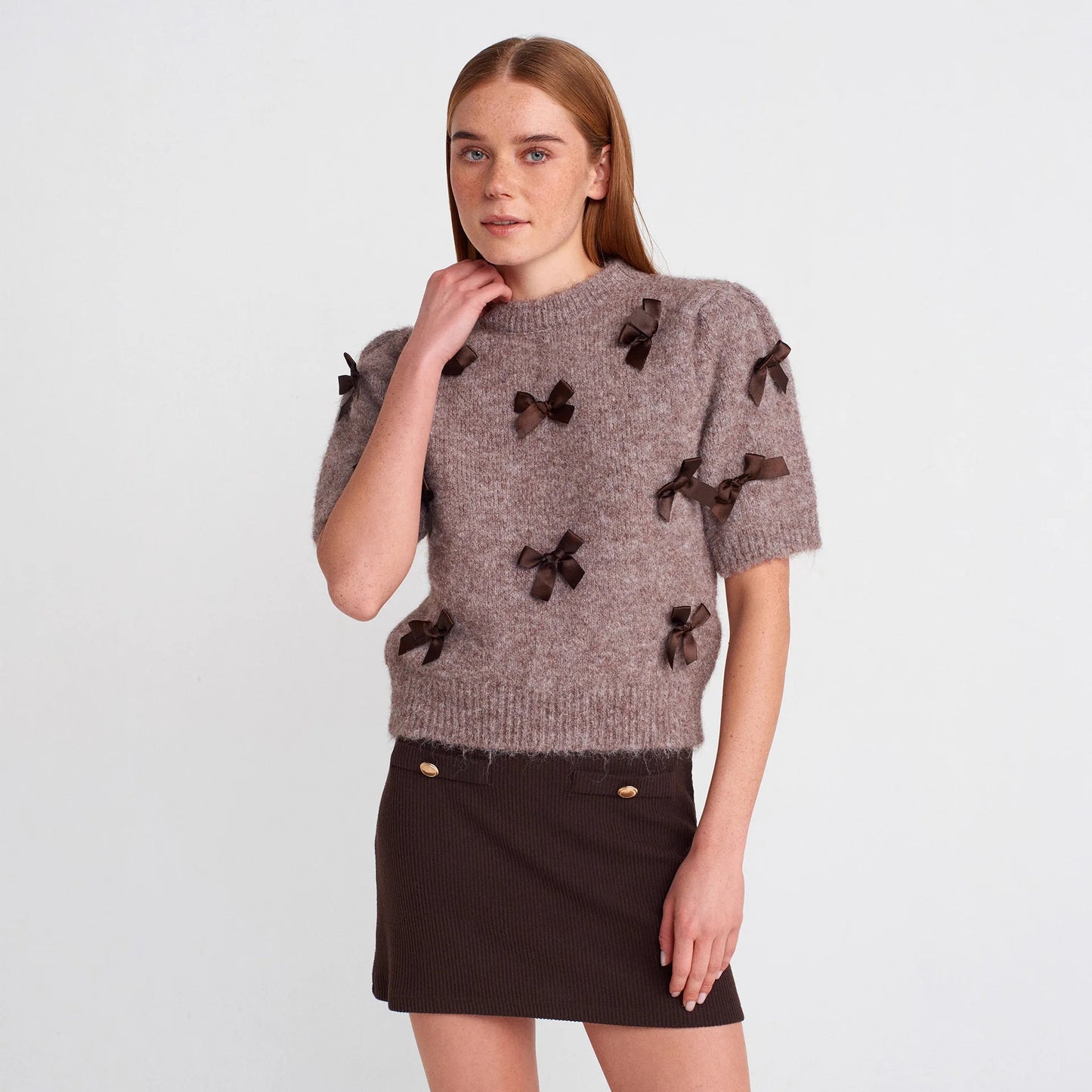 3d Bow Solid Sweater