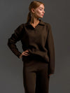 Daria Thick Knitted Suits Polo Neck Sweater & Wide Leg Pants