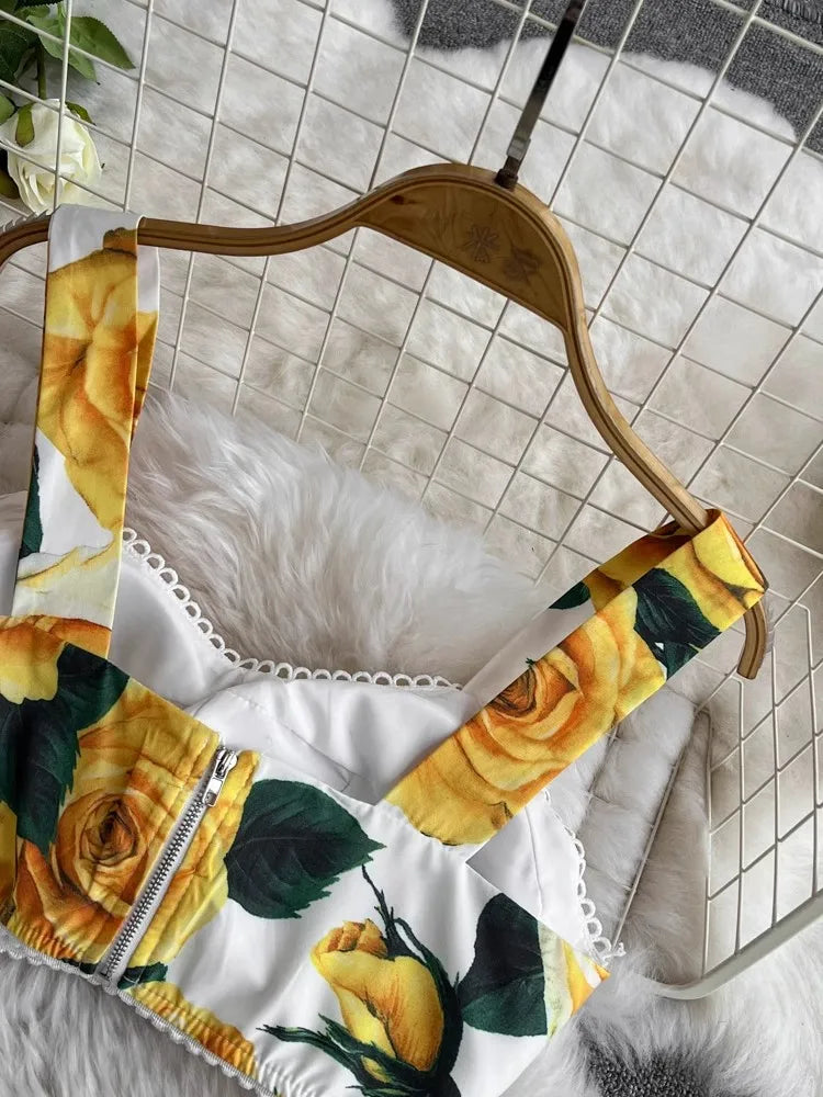 Summer Flower Skirt Set