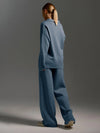 Daria Thick Knitted Suits Polo Neck Sweater & Wide Leg Pants