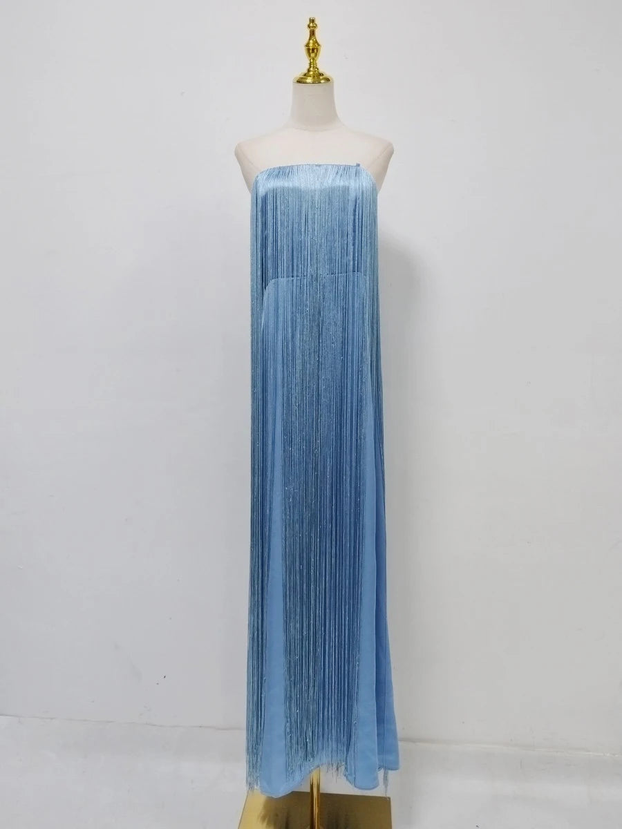 Icy Blue Tassels Dress