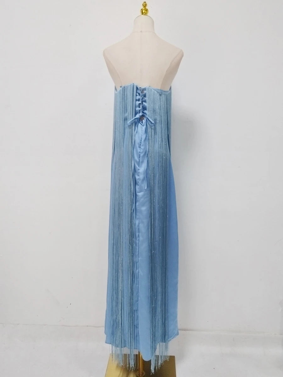 Icy Blue Tassels Dress