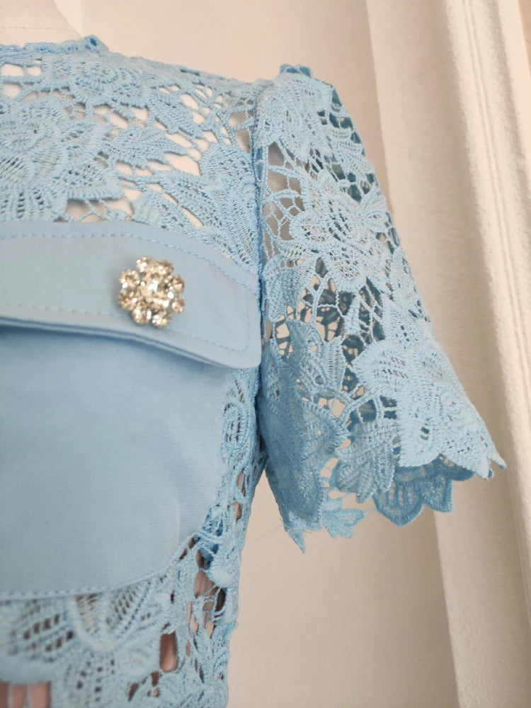 Blue Embroidery Dress