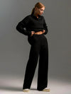 Daria Thick Knitted Suits Polo Neck Sweater & Wide Leg Pants