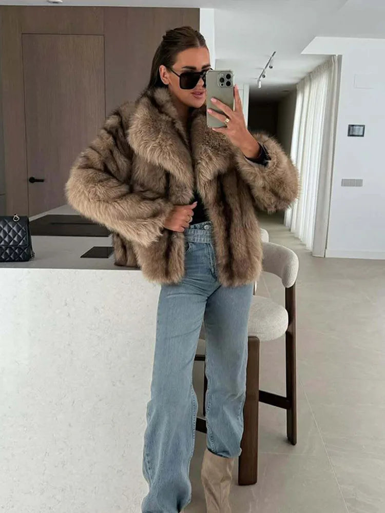 Gradient Faux Fur Coat