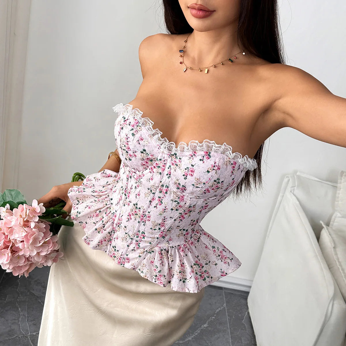 Elise Lace Print Corset