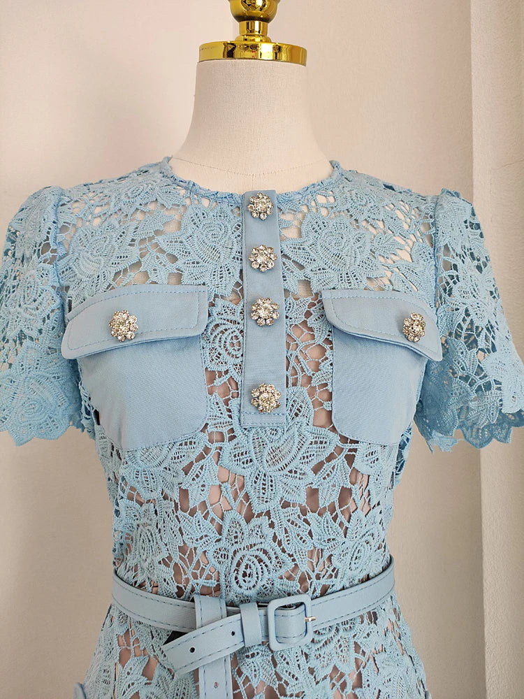 Blue Embroidery Dress