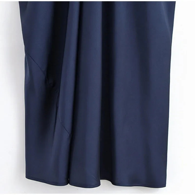 Audrey  Satin Halter Backless Maxi Dress