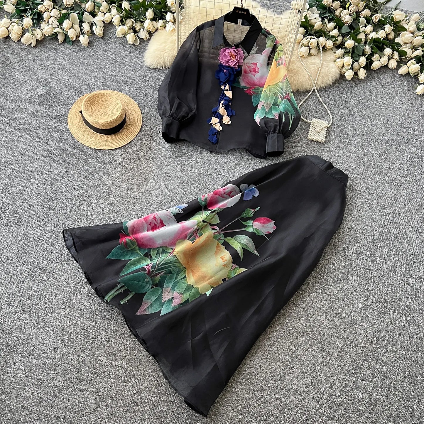 Evelina Chiffon Floral Set