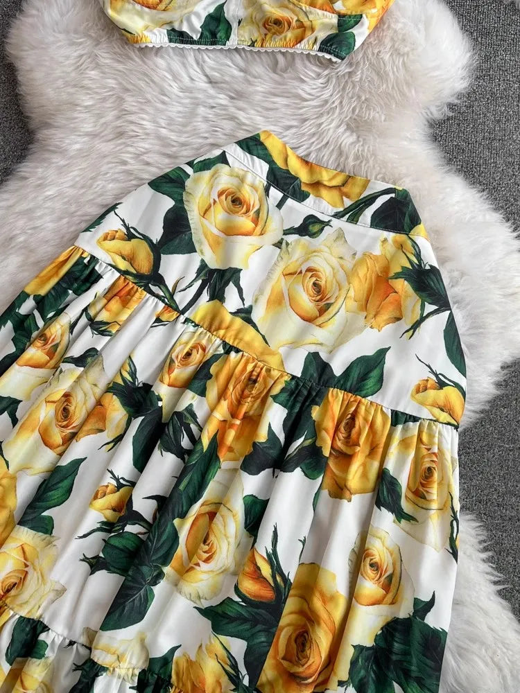 Summer Flower Skirt Set