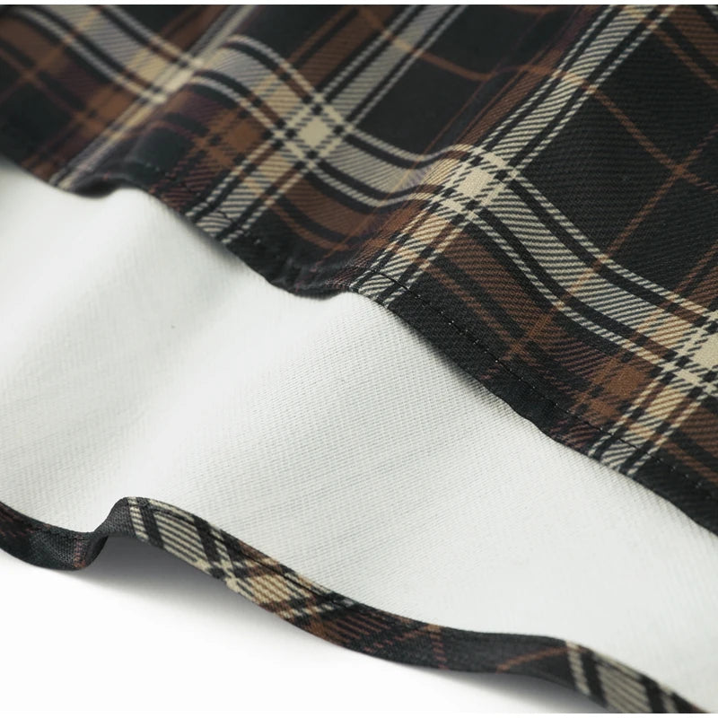 Asymmetric Plaid Slit Long Skirt