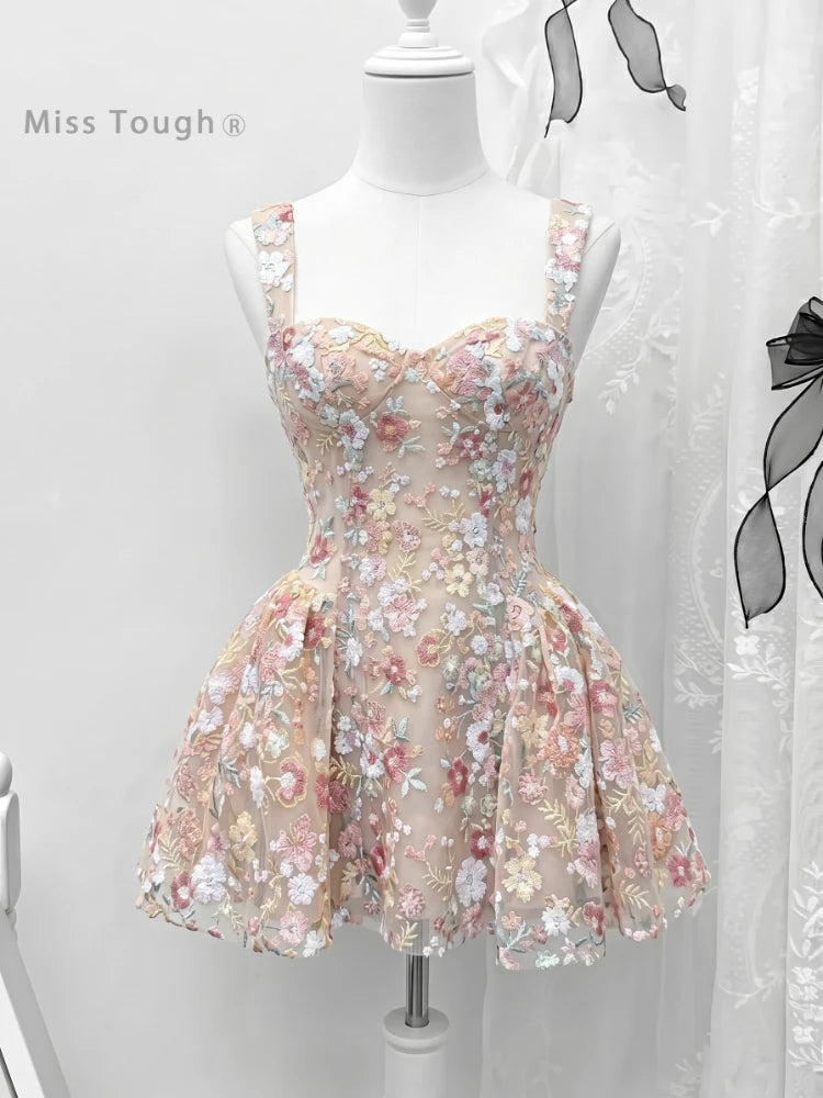Danna Lace Embroidery  Mini Dress