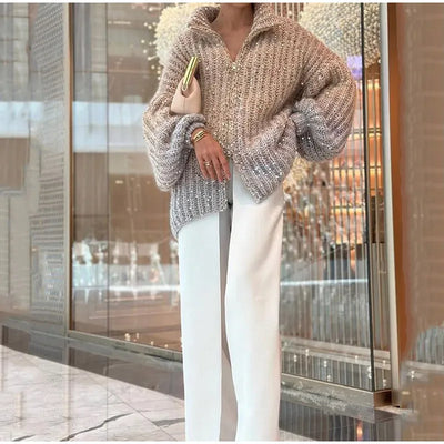SERSI Sequin Zippered Sweater