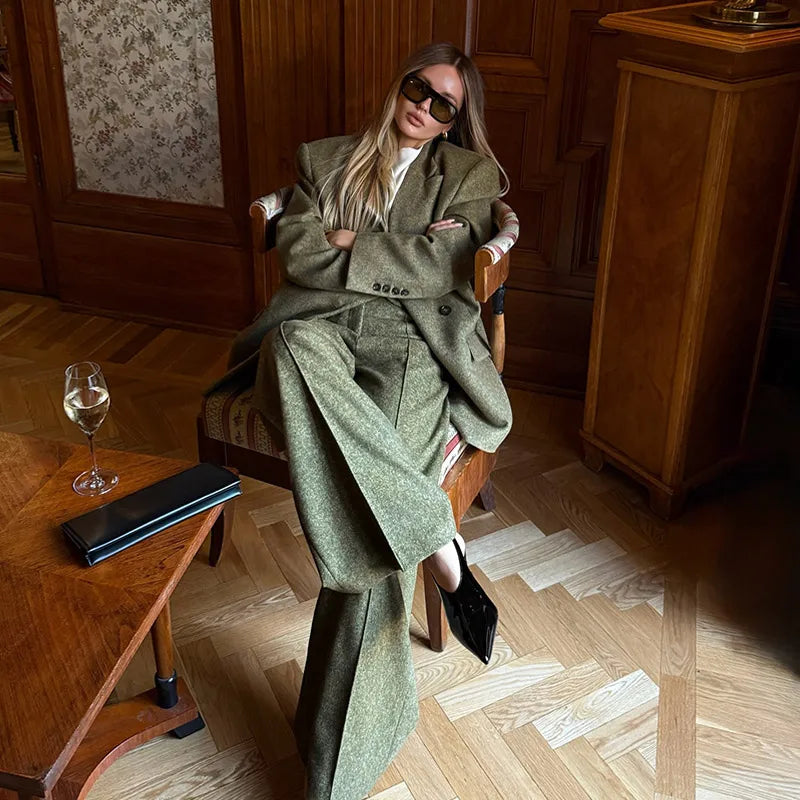 Woolen Blazer Pants Suit