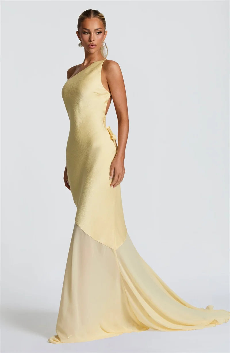 Kimberly One Shoulder Backless  Maxi Dress