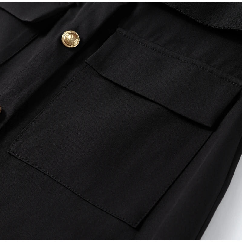 Meski Black Sleeveless Midi Dresses