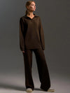 Daria Thick Knitted Suits Polo Neck Sweater & Wide Leg Pants