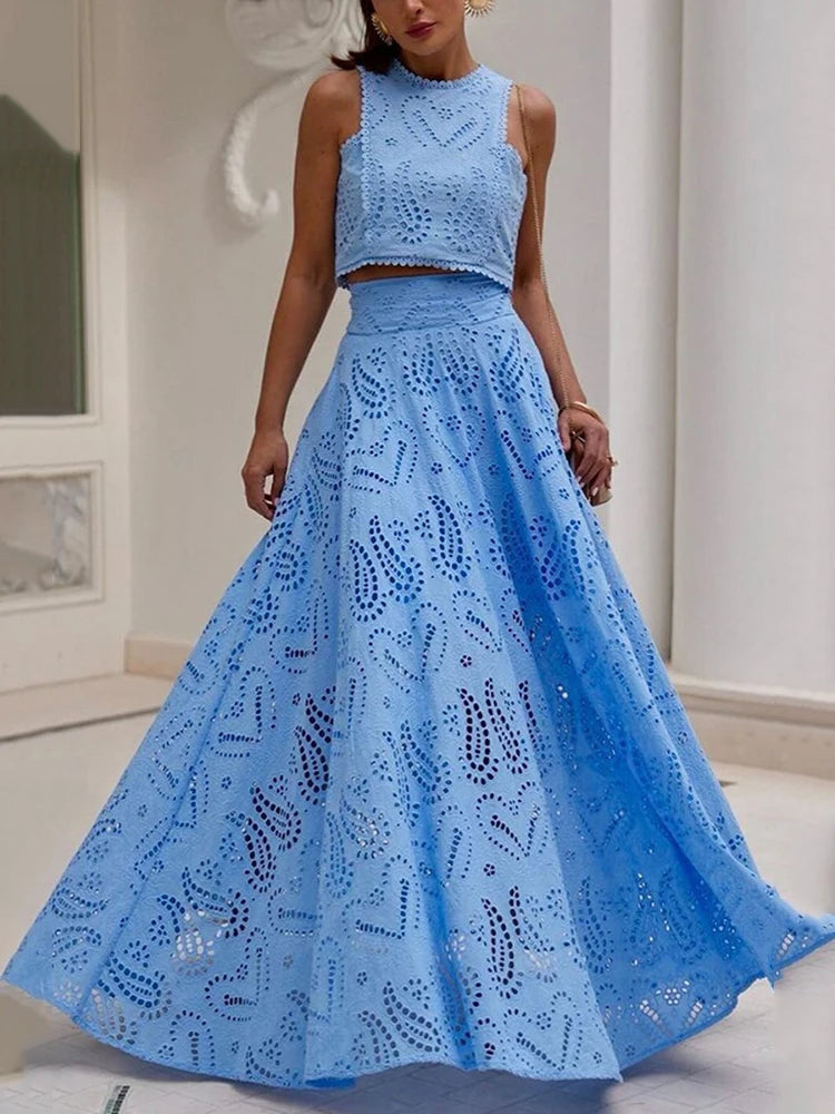 Embroidered Two Piece Set
