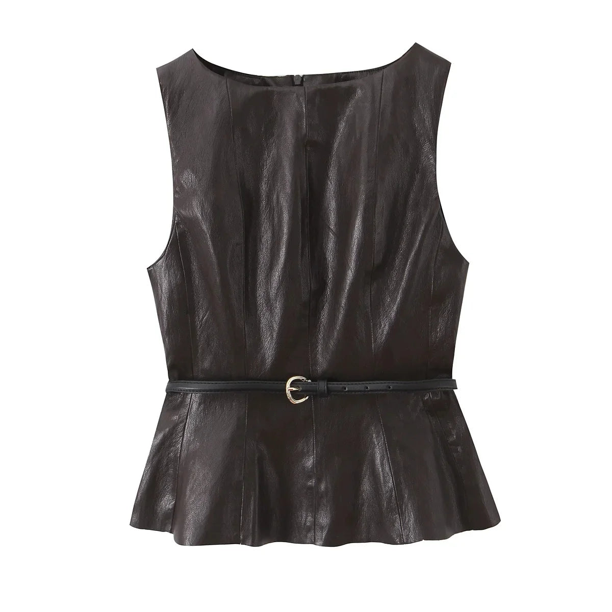 Leather Skirt Set with  Belt