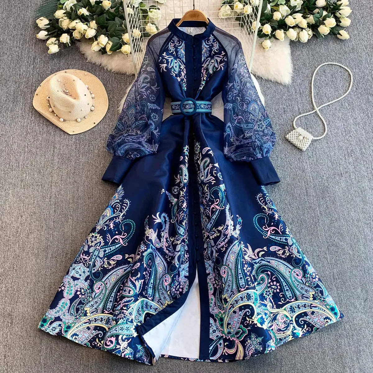 Paisley Printing Maxi Dress
