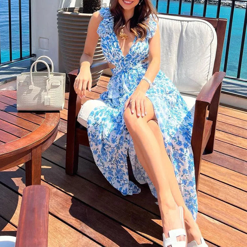 Barbara Ruffle Floral Printed  Dress