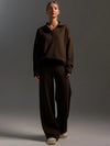 Daria Thick Knitted Suits Polo Neck Sweater & Wide Leg Pants