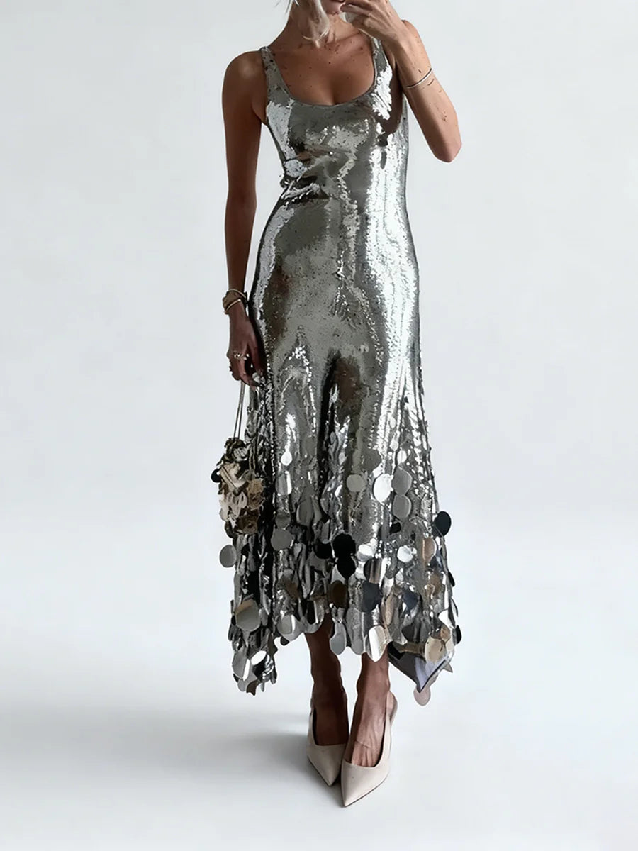 Calanthe Silver Sequins  Dress