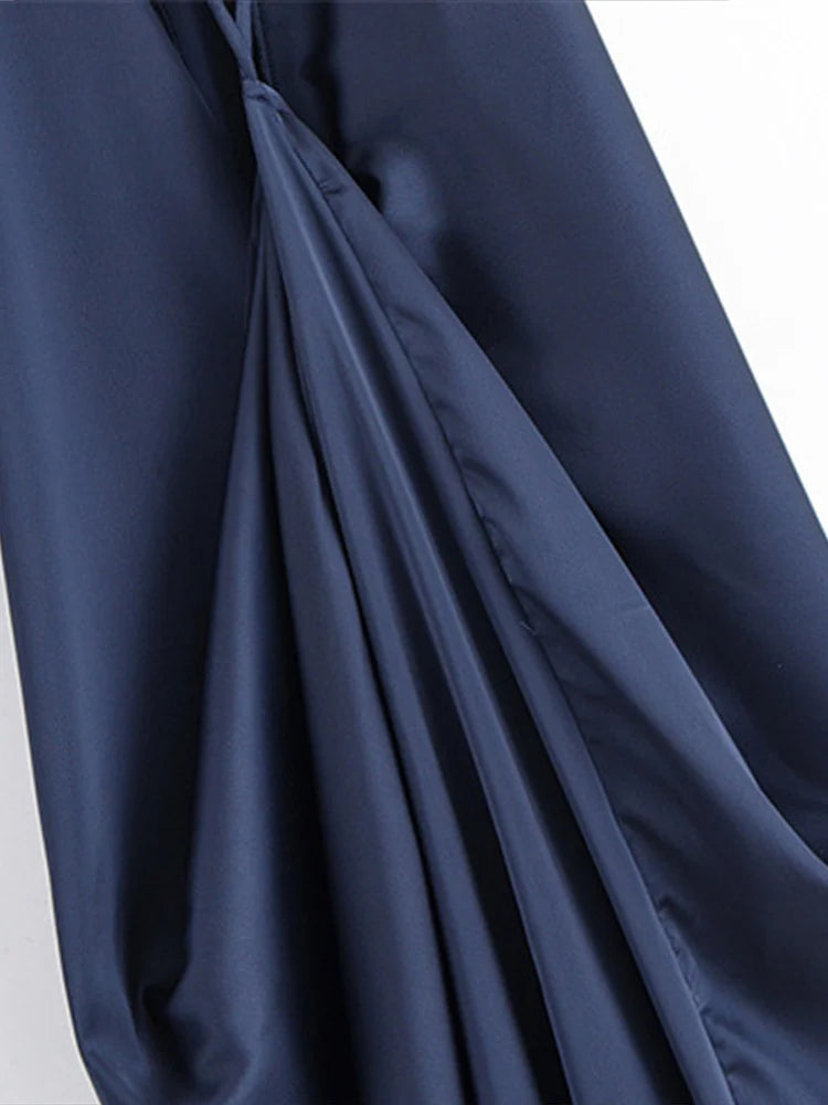 Audrey  Satin Halter Backless Maxi Dress