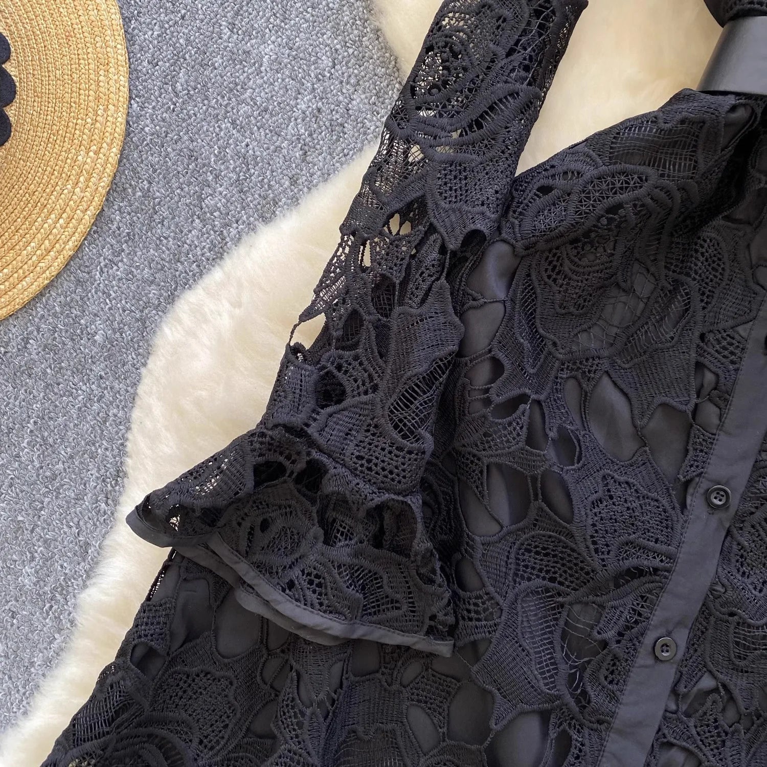 Caitline Flare Sleeve Stand Collar Maxi Dress