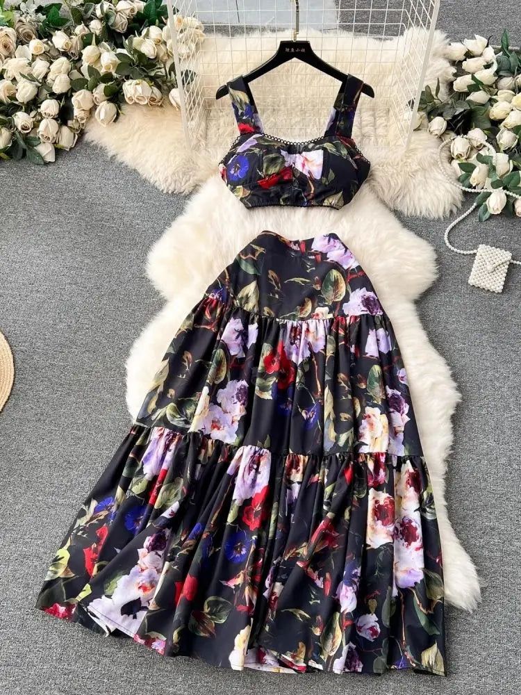 Summer Flower Skirt Set