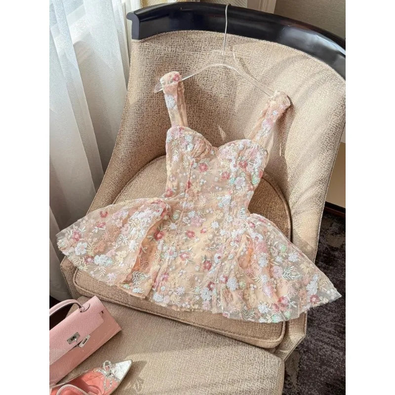 Danna Lace Embroidery  Mini Dress